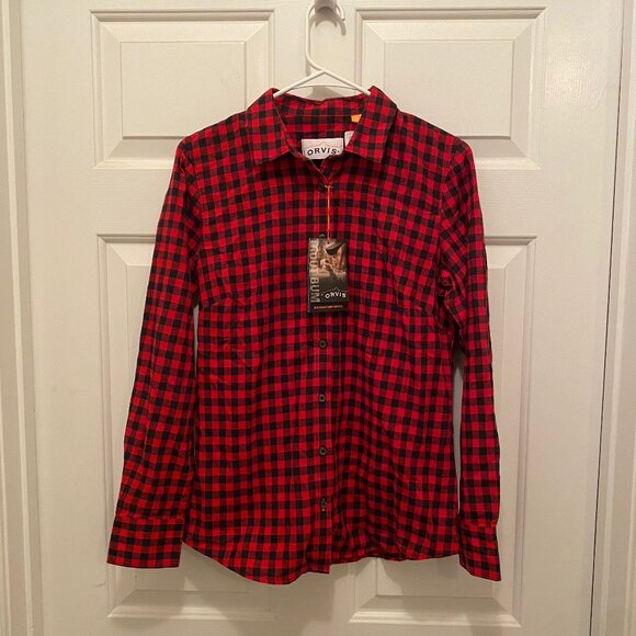 Orvis Tops - NWT Orvis Women's Outdoor Performance Tech Checkered Red Flannel Shirt Small